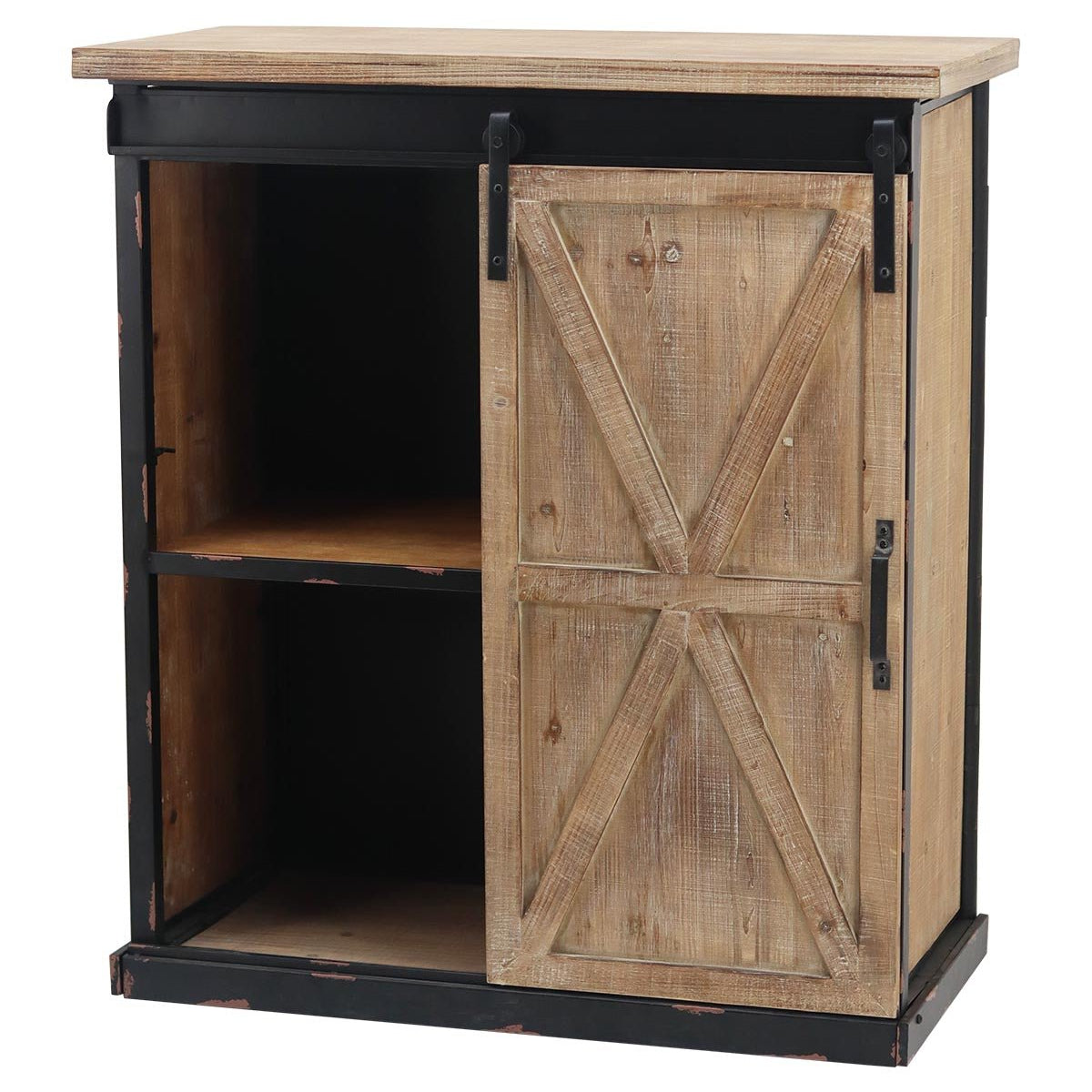 Rustic Wood Rectangle End Table, Decorative Wood Table for Bedroom Living Room - Storage Cabinets