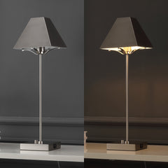 Ruthen Industrial Style Iron Pyramid Bedside LED Table Lamp with USB Charging Port - Table Lamps