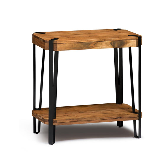 Ryegate Natural Live Edge Solid Wood with Metal End Table, Natural - End Tables