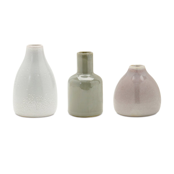 Sage Ceramic Bud Vase, Set of 6 - Vases