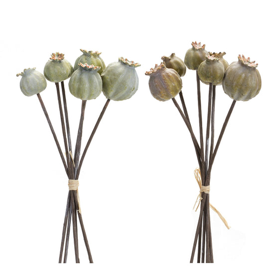 Sage-Poppy-Pod-Foliage-Bundles,-Set-of-6-Faux-Florals