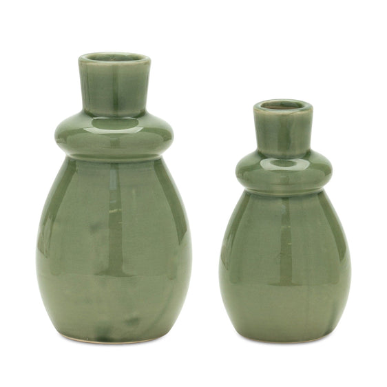 Sage Terra Cotta Vase, Set of 2 - Vases