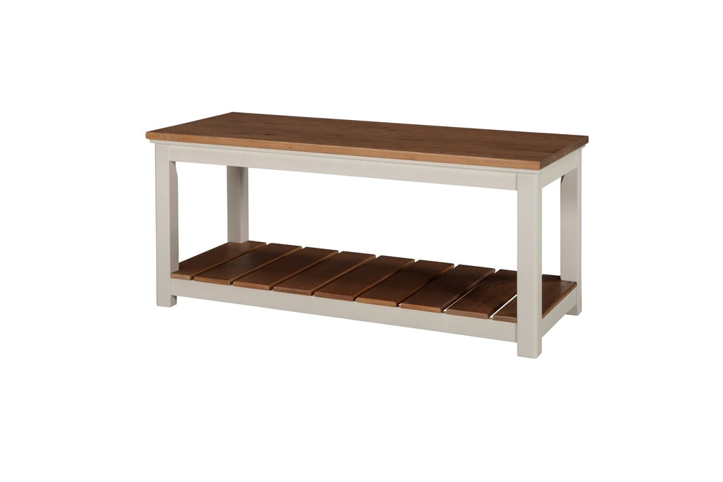 Savannah Bench, Ivory with Natural Wood Top - Benches