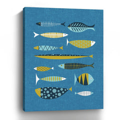 Scandia Fish Blue Canvas Giclee - Wall Art
