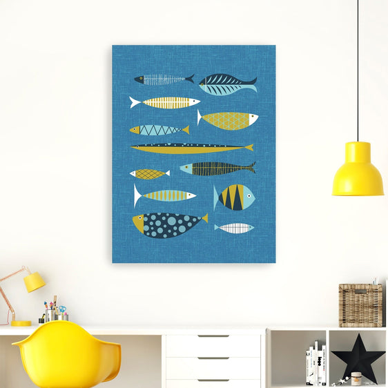 Scandia Fish Blue Canvas Giclee - Wall Art