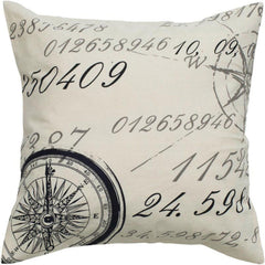 Script With Compass Printed Cotton Decorative Throw Pillow - Decorative Pillows