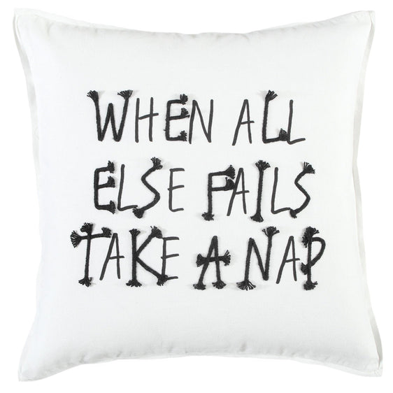 Sentiment Printed With Rope Embroidery Cotton Pillow Cover - Decorative Pillows