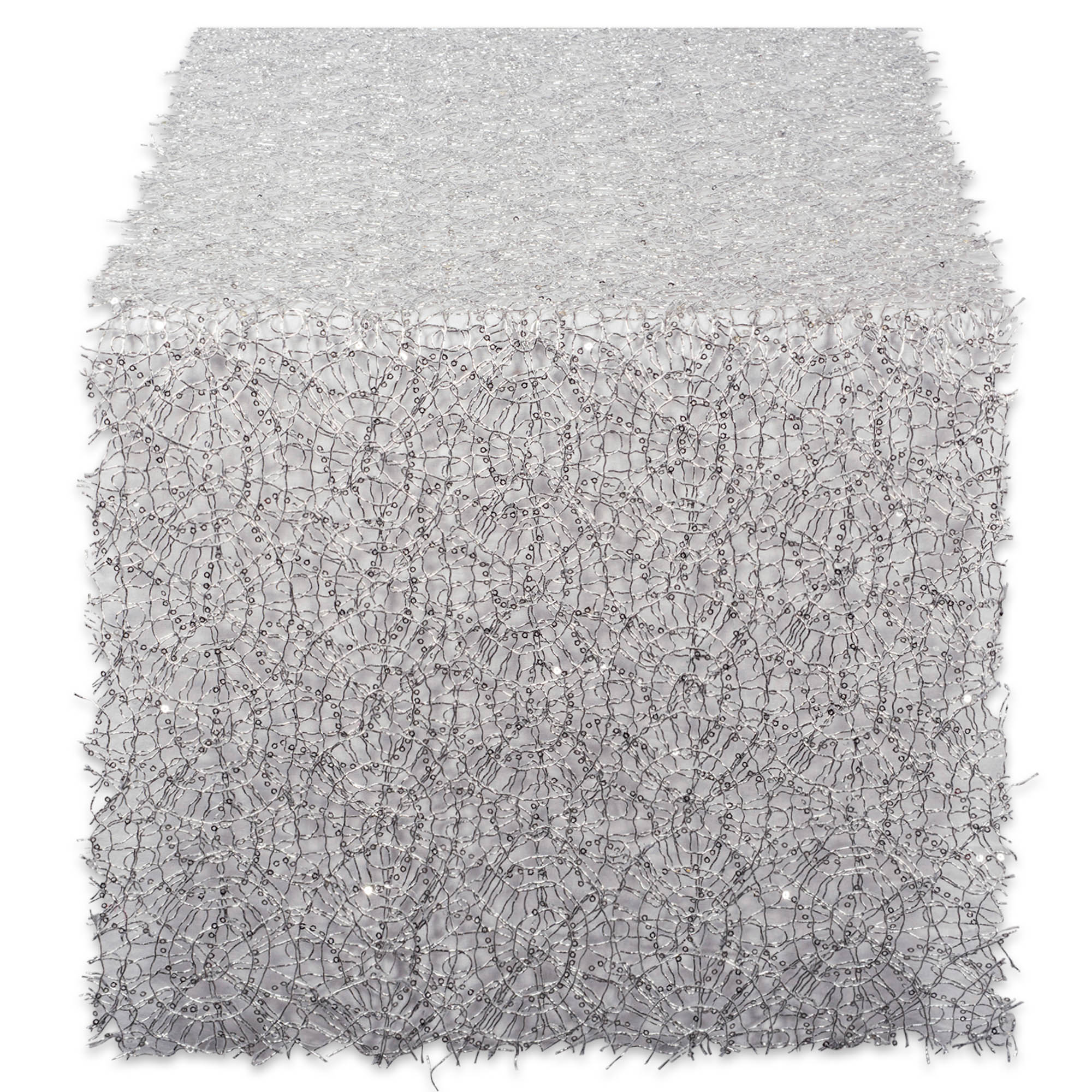 Silver Sequin Mesh Table Runner Roll 16in x 10ft - Table Runners