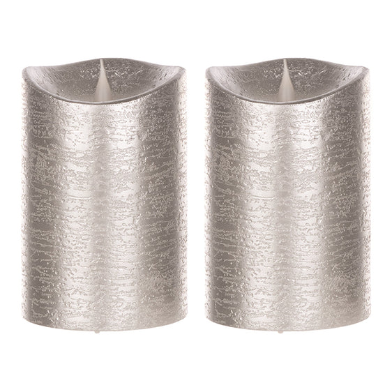 Silver Simplux Designer LED Candle with remote, Set of 2 3.5" x 5.5" - Candles
