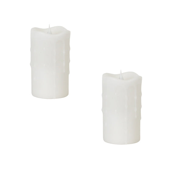 Simplux Designer LED Dripping Candle with Moving Flame and Remote (Set of 2) 3"Dx5"H - Candles and Accessories