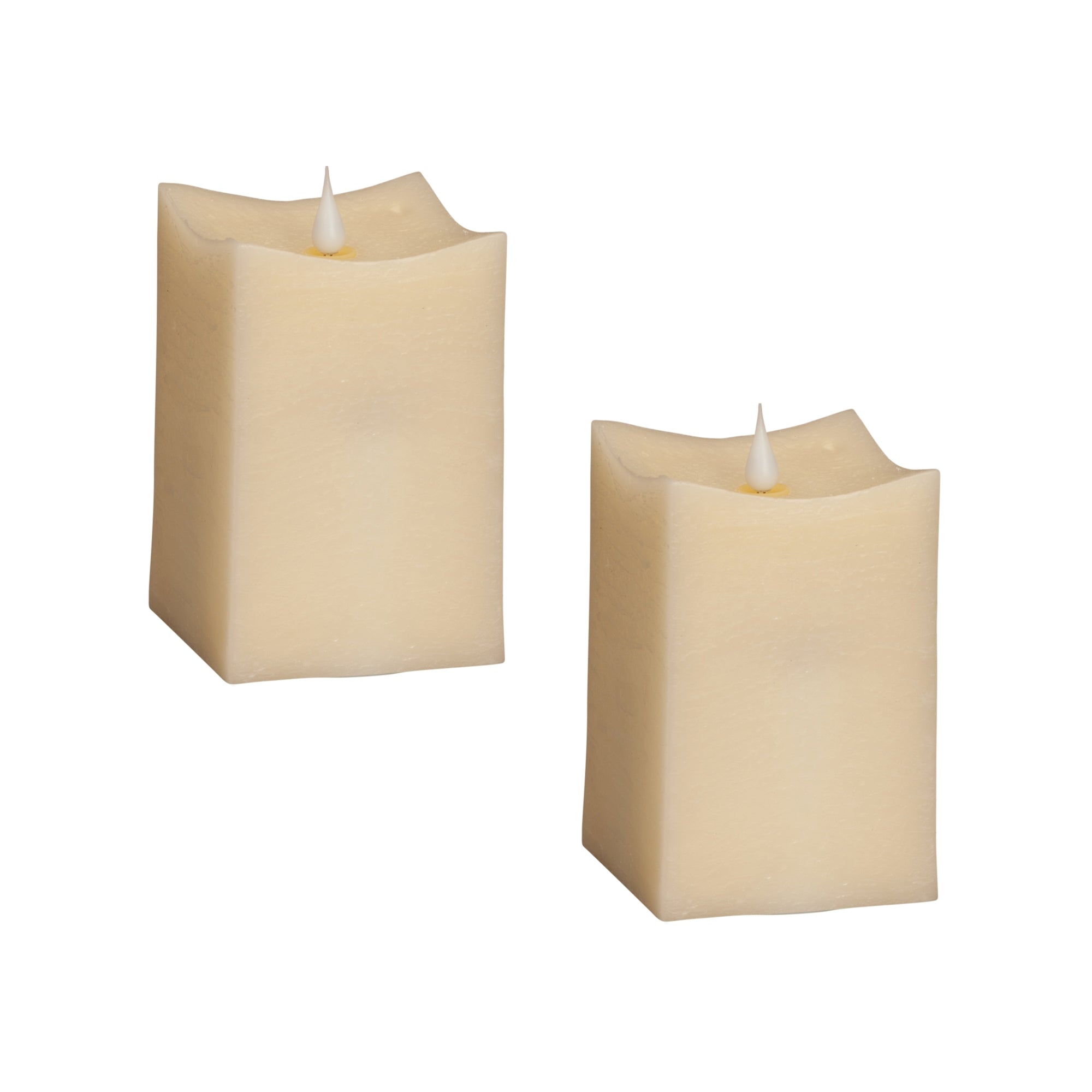 Simplux LED Squared Candle with Moving Flame and Remote (Set of 2) 3.5"SQ x 5"H - Candles and Accessories