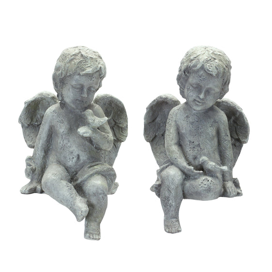 Sitting-Cherub-Angel-Figurine-with-Bird-Accent-(Set-of-2)-Decor