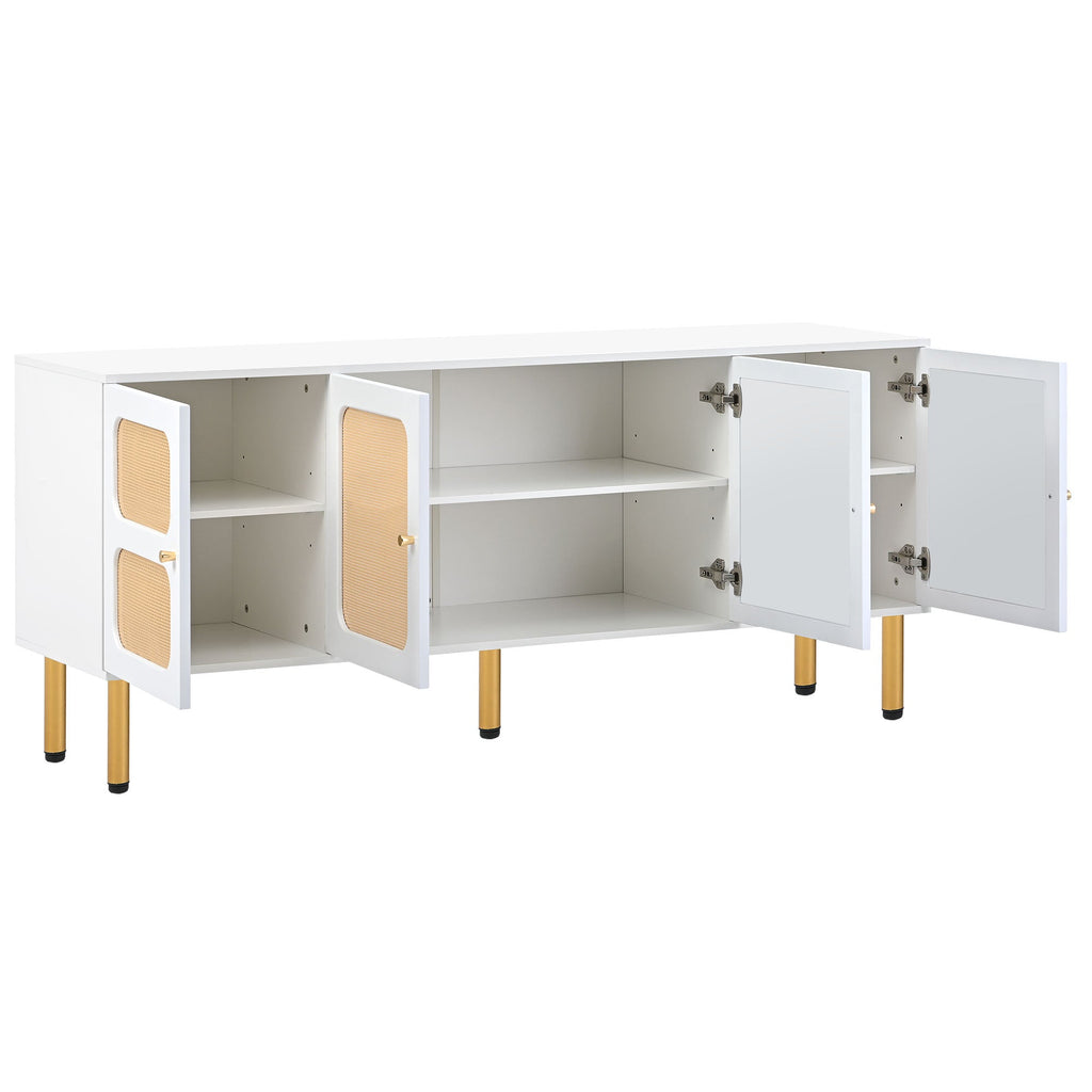 Sloane Media Stand for TV's Up to 70”, White with Gold Metal Base - Consoles