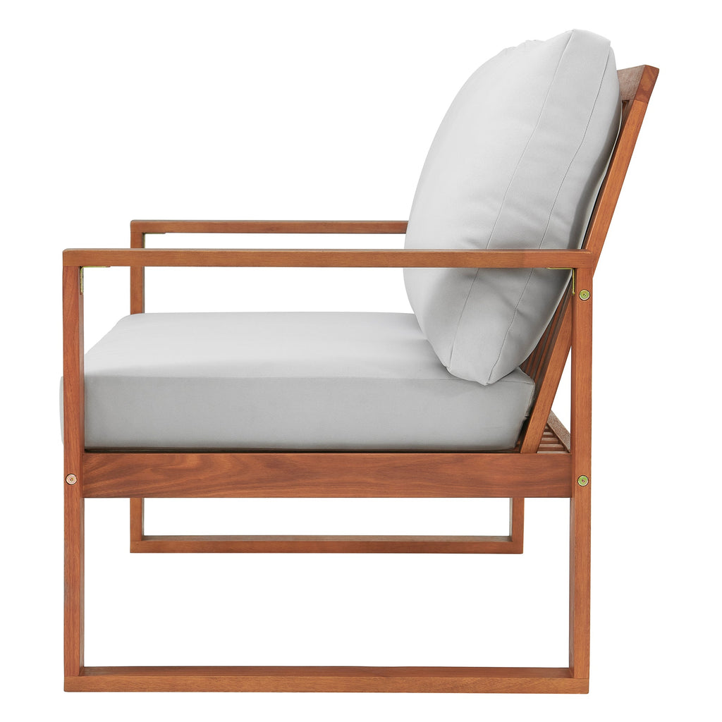 Smoke Gray Grafton Eucalyptus 2-seat Outdoor Bench with Gray Cushions - Outdoor Seating