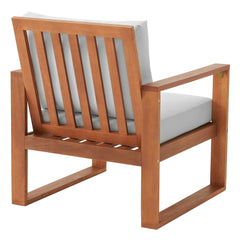 Smoke Gray Grafton Eucalyptus Wood Outdoor Chair with Gray Cushions - Outdoor Seating