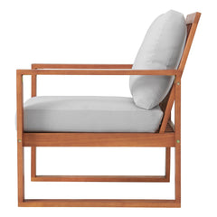 Smoke Gray Weston Eucalyptus Wood Outdoor Chair with Gray Cushions - Outdoor Seating