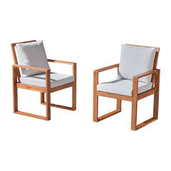 Smoke Gray Weston Eucalyptus Wood Outdoor Dining Chairs with Gray Cushions, Set of 2 - Outdoor Seating