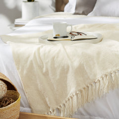 Soft Cream Chenille Throw - Throw Blankets