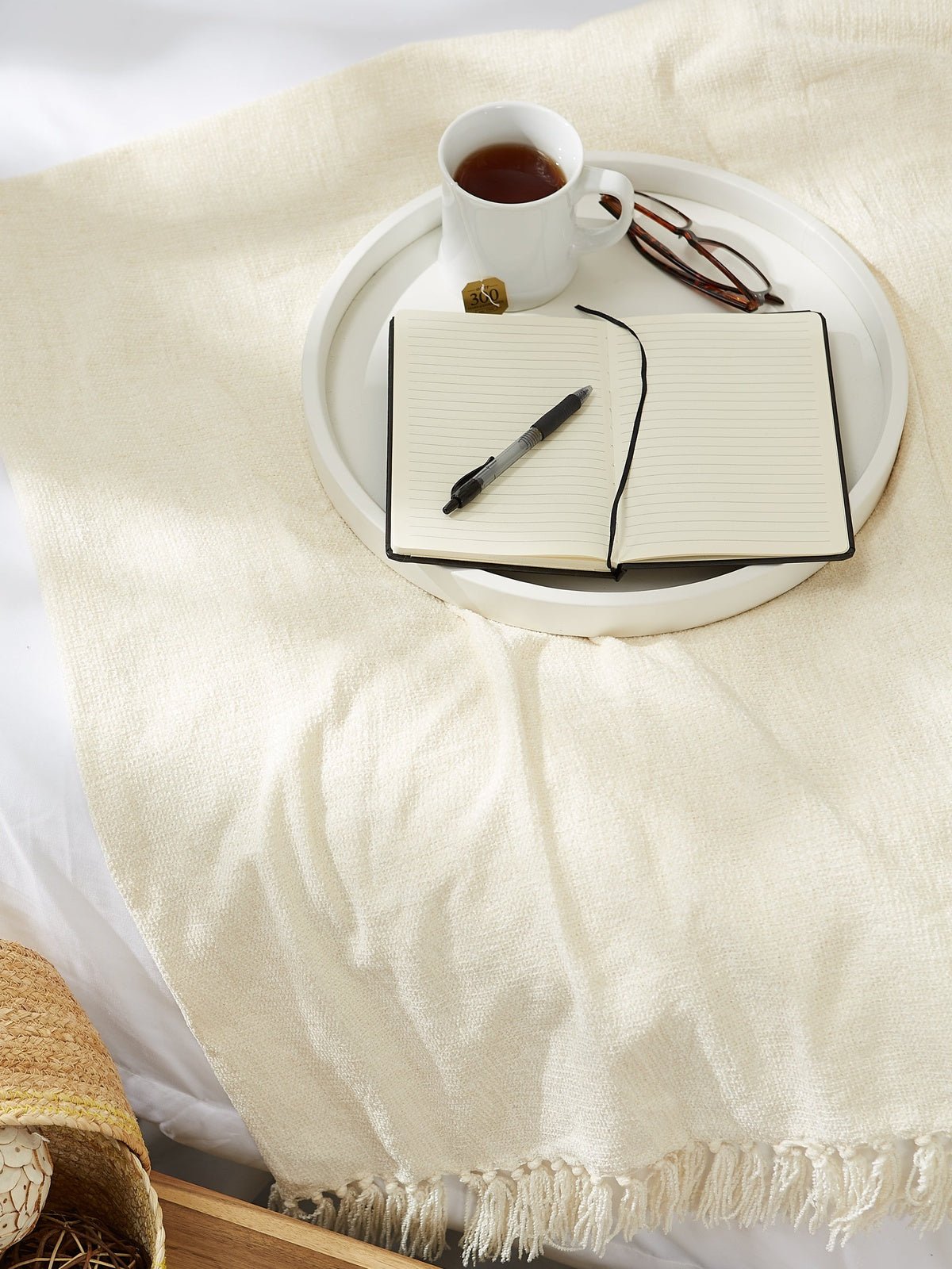 Soft Cream Chenille Throw - Throw Blankets