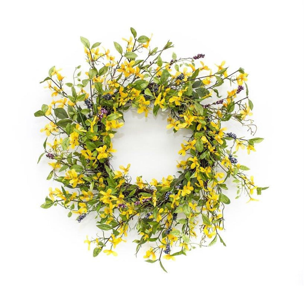 Spring Forsythia and Twig Floral Wreath 27" - Wreaths