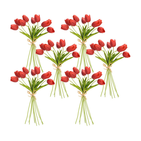 Spring Red Tulip Bundle, Set of 6 - Faux Florals