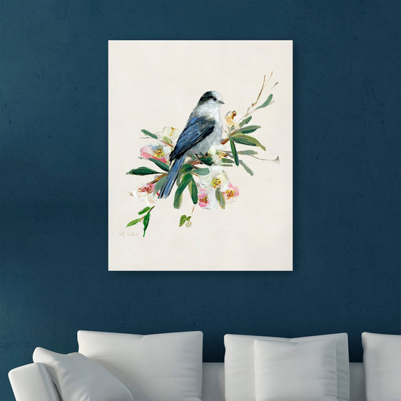 Spring Song Gray Jay Canvas Giclee - Wall Art