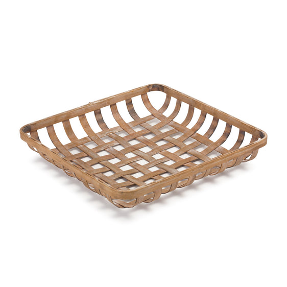 Square Bamboo Basket Tray, Set of 2 - Decorative Trays