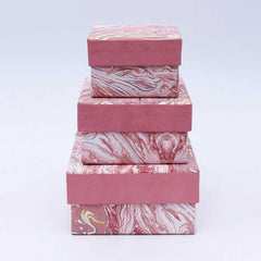 Square Box / Set of 3 Pcs / Pink - Decorative Accessories
