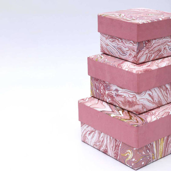 Square Box / Set of 3 Pcs / Pink - Decorative Accessories