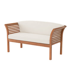 Stamford Eucalyptus Wood Outdoor Bench with Cushions - Outdoor Seating