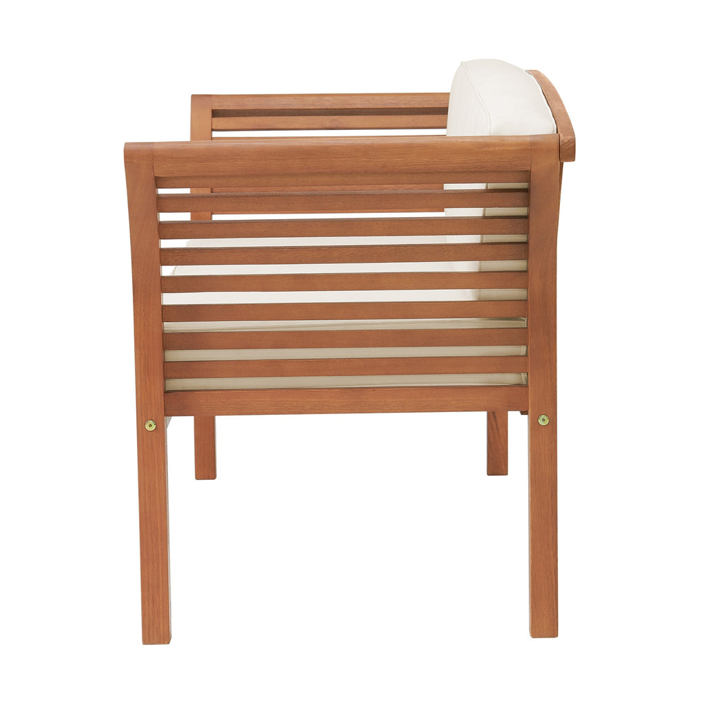 Stamford Eucalyptus Wood Outdoor Bench with Cushions - Outdoor Seating