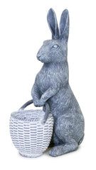 Standing Rabbit Figurine with Basket Accent 10.5"H - Outdoor Decor