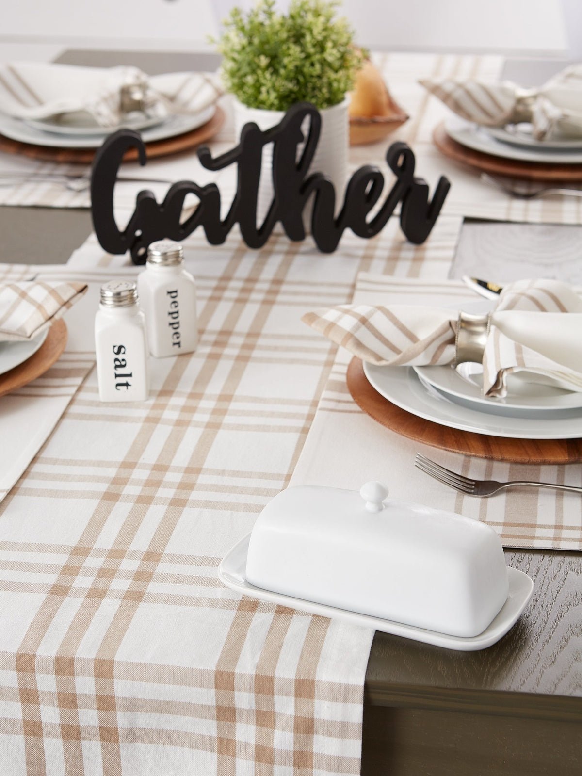 Stone Farm To Table Check Table Runner 14x72 - Table Runners