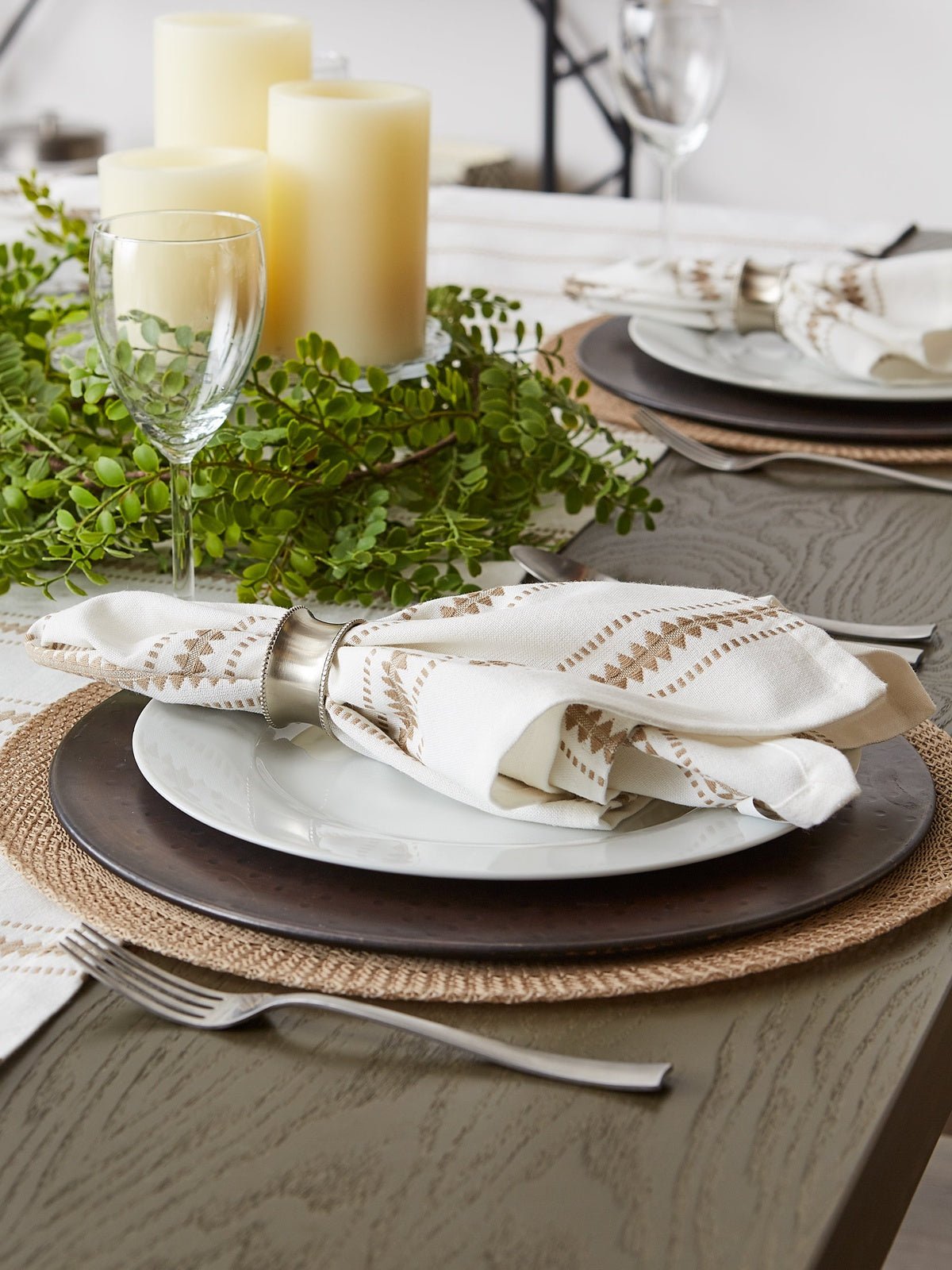 Stone Zig Dobby Stripe Napkins, Set of 6 - Napkins