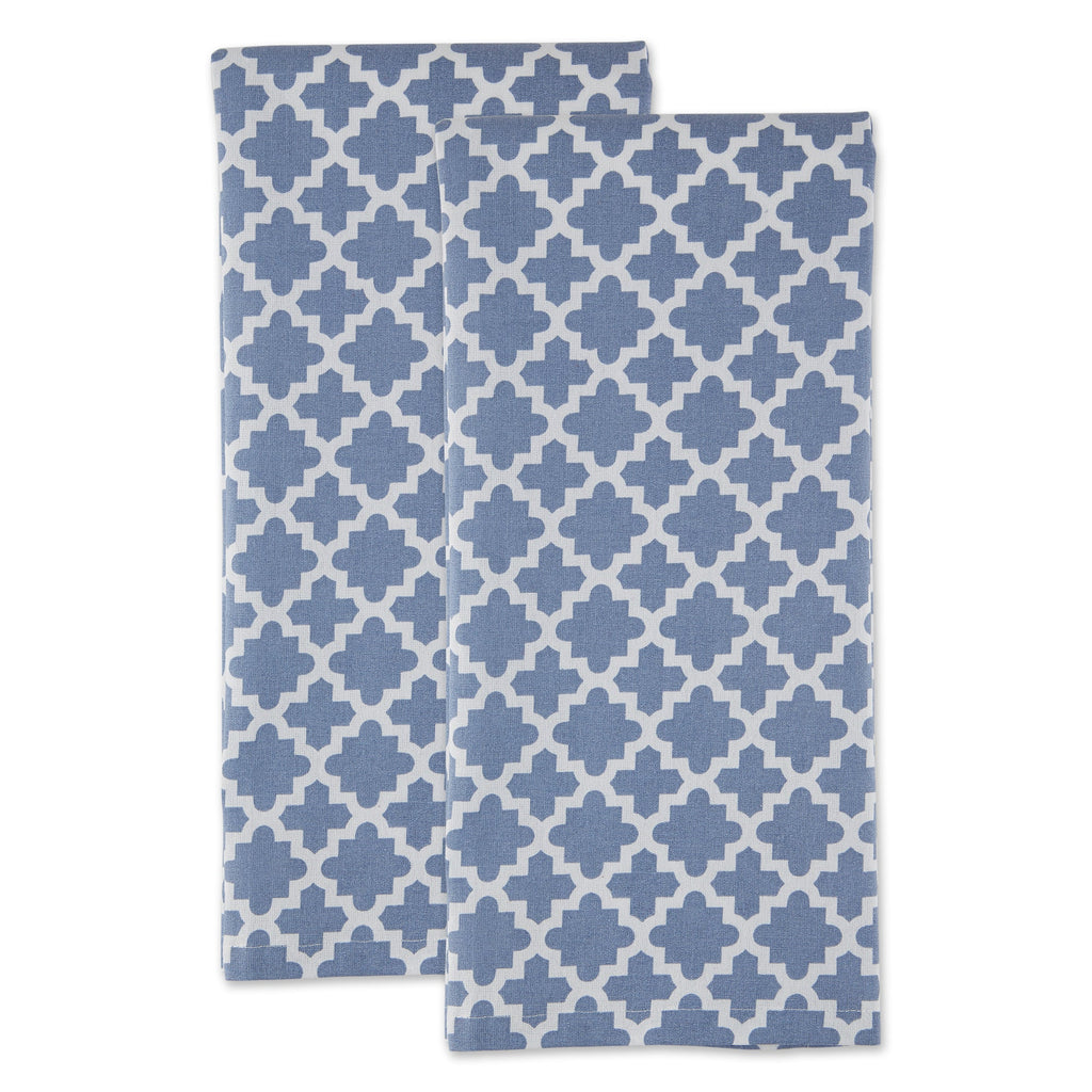 Stonewash Blue Lattice Dishtowels, Set of 2 - Dish Towels