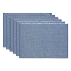 Stonewash Blue/white 2-tone Ribbed Placemats, Set of 6 - Placemats