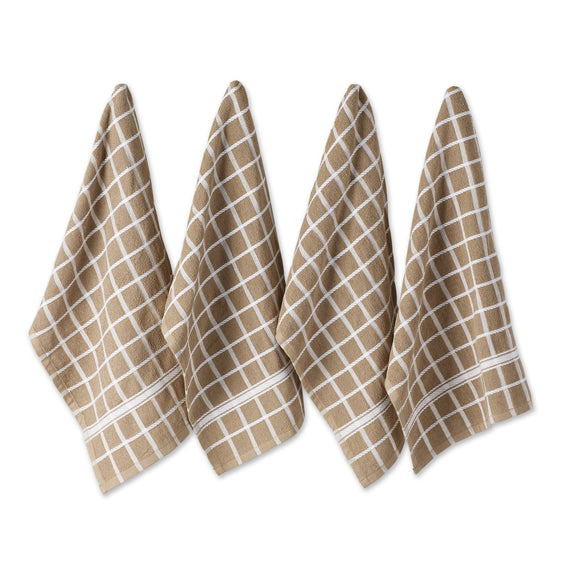 Stone/white-Windowpane-Terry-Dishtowels,-Set-of-4-Dish-Towels