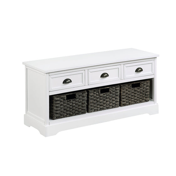 Storage Bench with 3 Drawers and 3 Woven Baskets - Benches