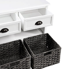 Storage Bench with 3 Drawers and 3 Woven Baskets - Benches