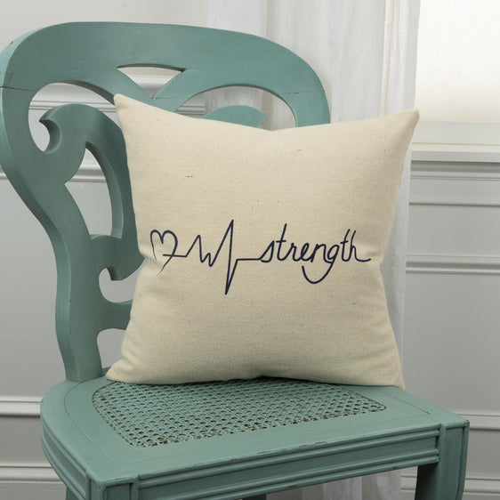 Strength 100% Cotton Canvas Sentiment- Inked Pillow - Decorative Pillows
