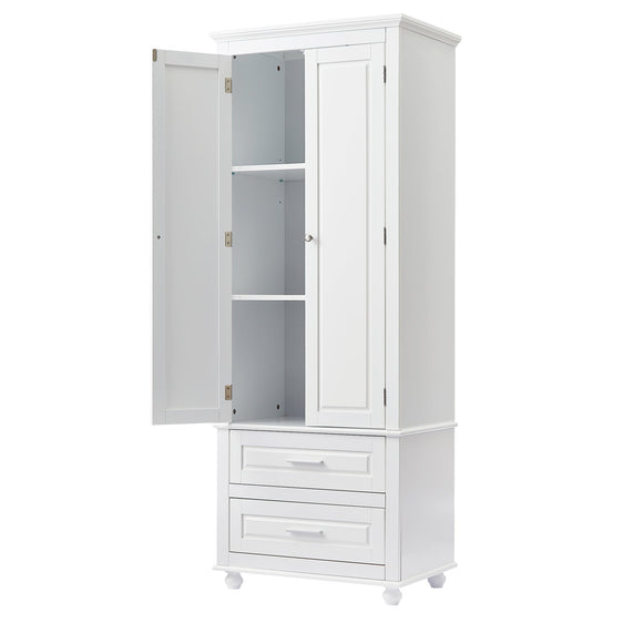 Tall Storage Cabinet with Two Drawers for Bathroom, Office - Storage Cabinets
