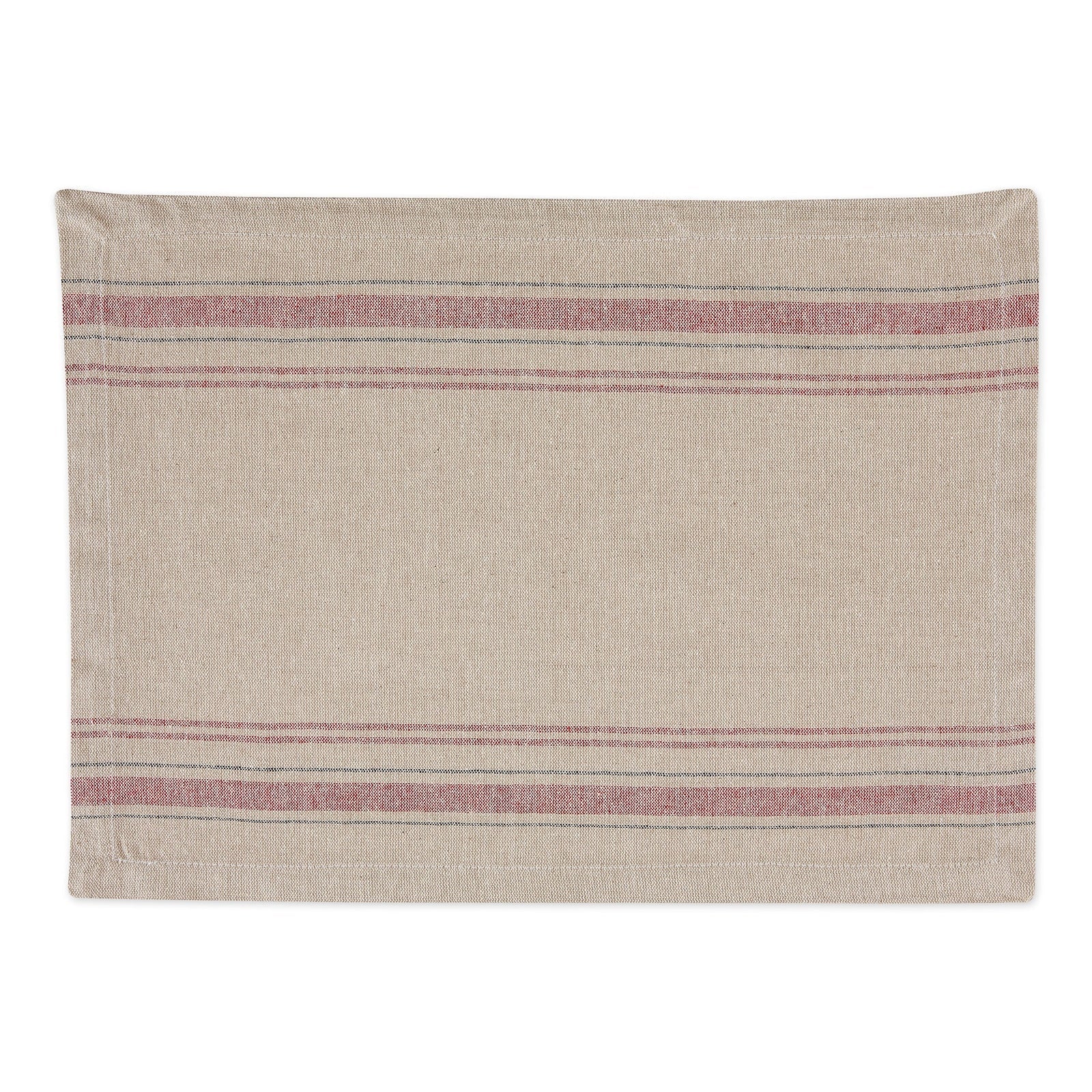 Tango Red French Stripe Placemats, Set of 6 - Placemats
