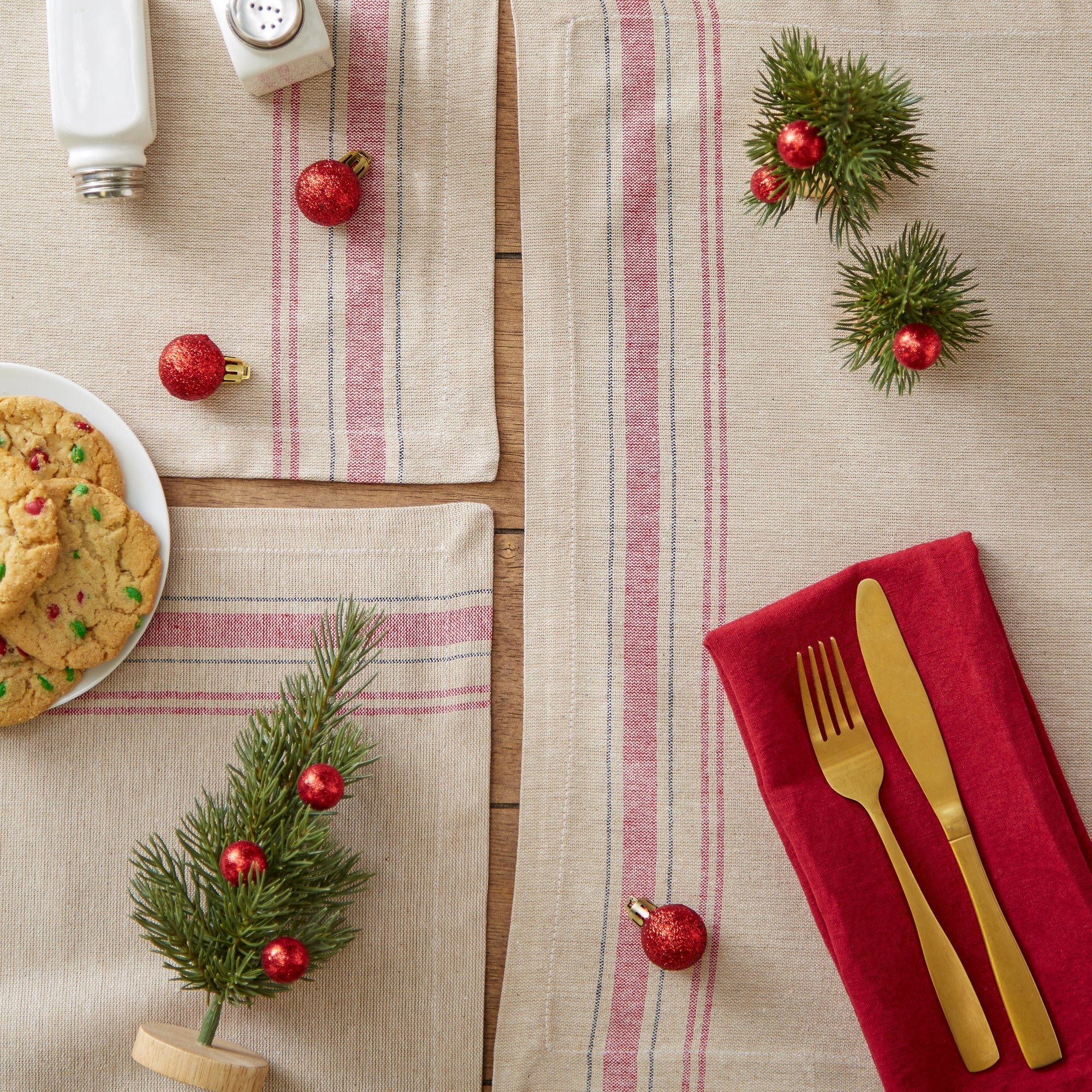 Tango Red French Stripe Placemats, Set of 6 - Placemats