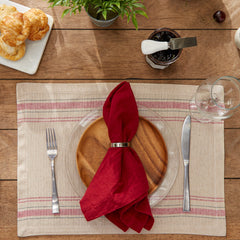 Tango-Red-French-Stripe-Placemats,-Set-of-6-Placemats