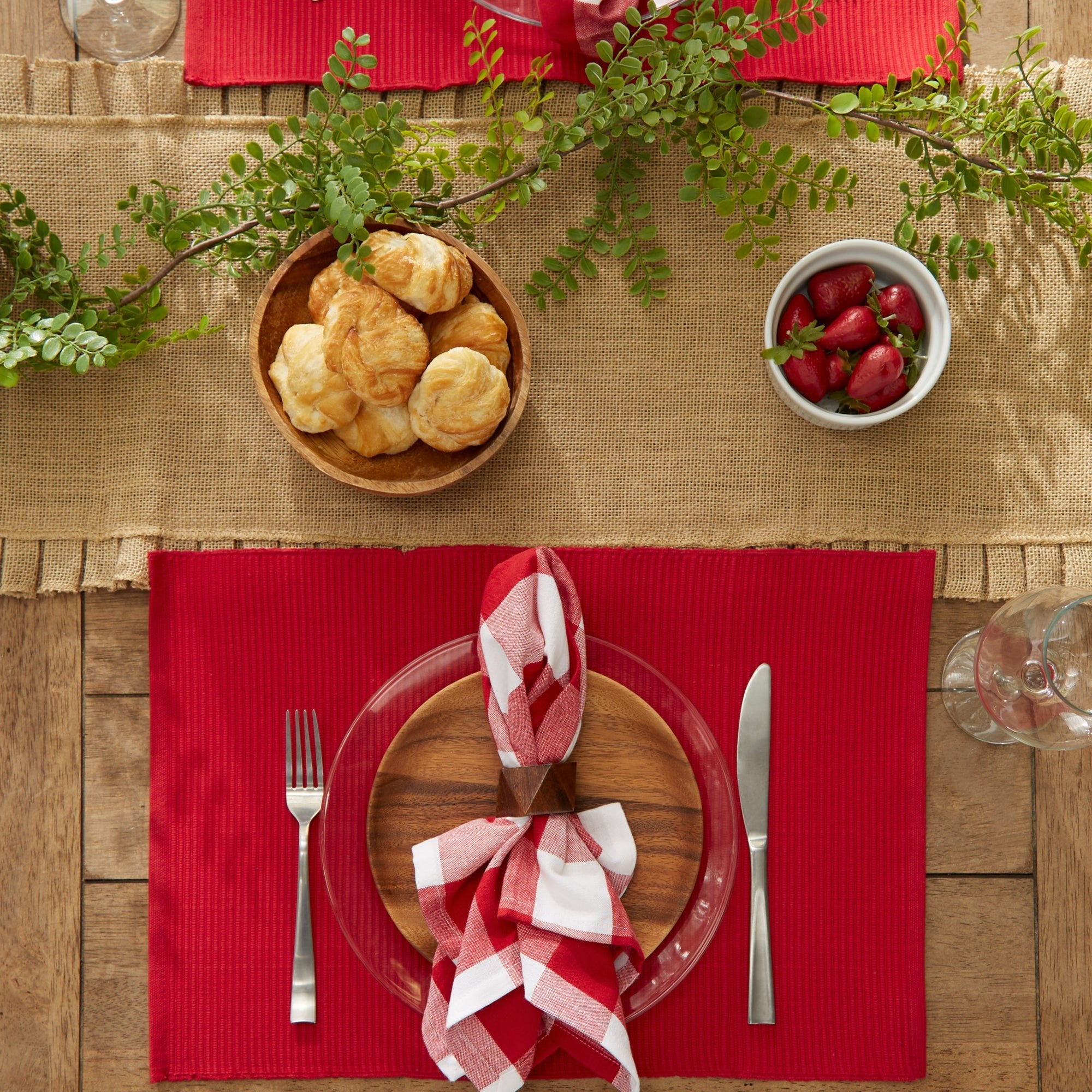 Tango-Red-Ribbed-Placemats,-Set-of-6-Placemats