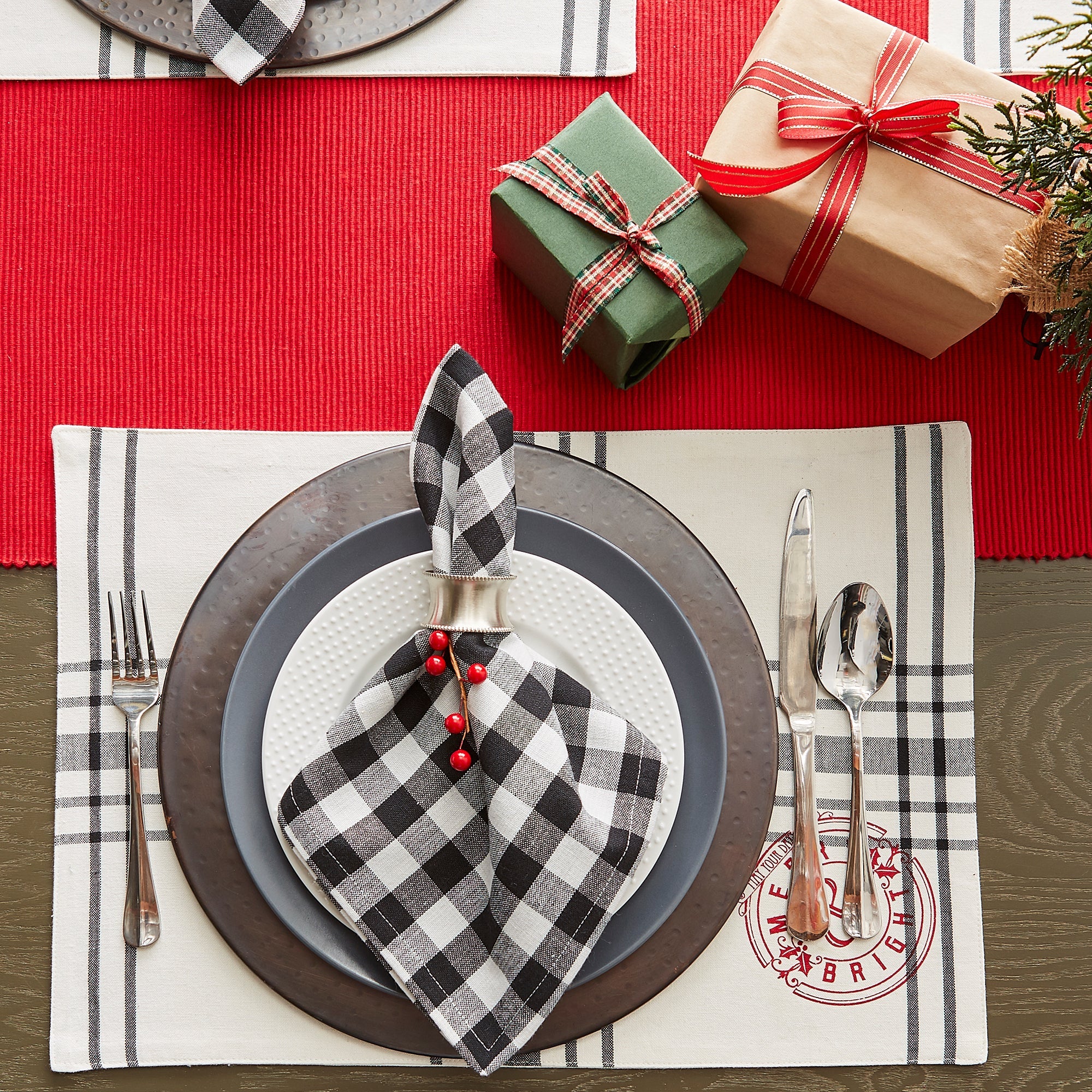 Tango Red Ribbed Table Runner 13x72 - Table Runners