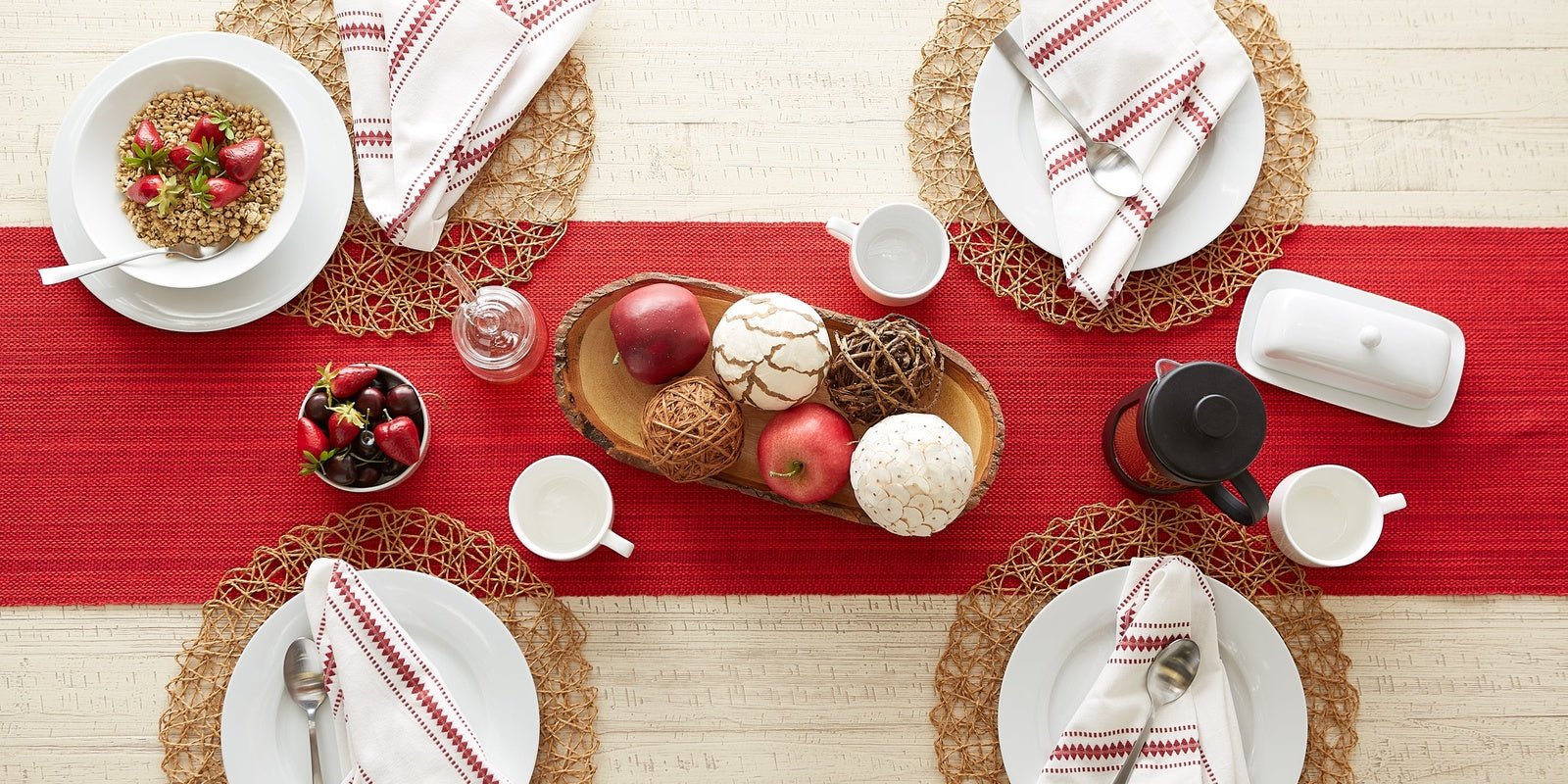 Tango Red Variegated Fringe Table Runner 13x108 - Table Runners