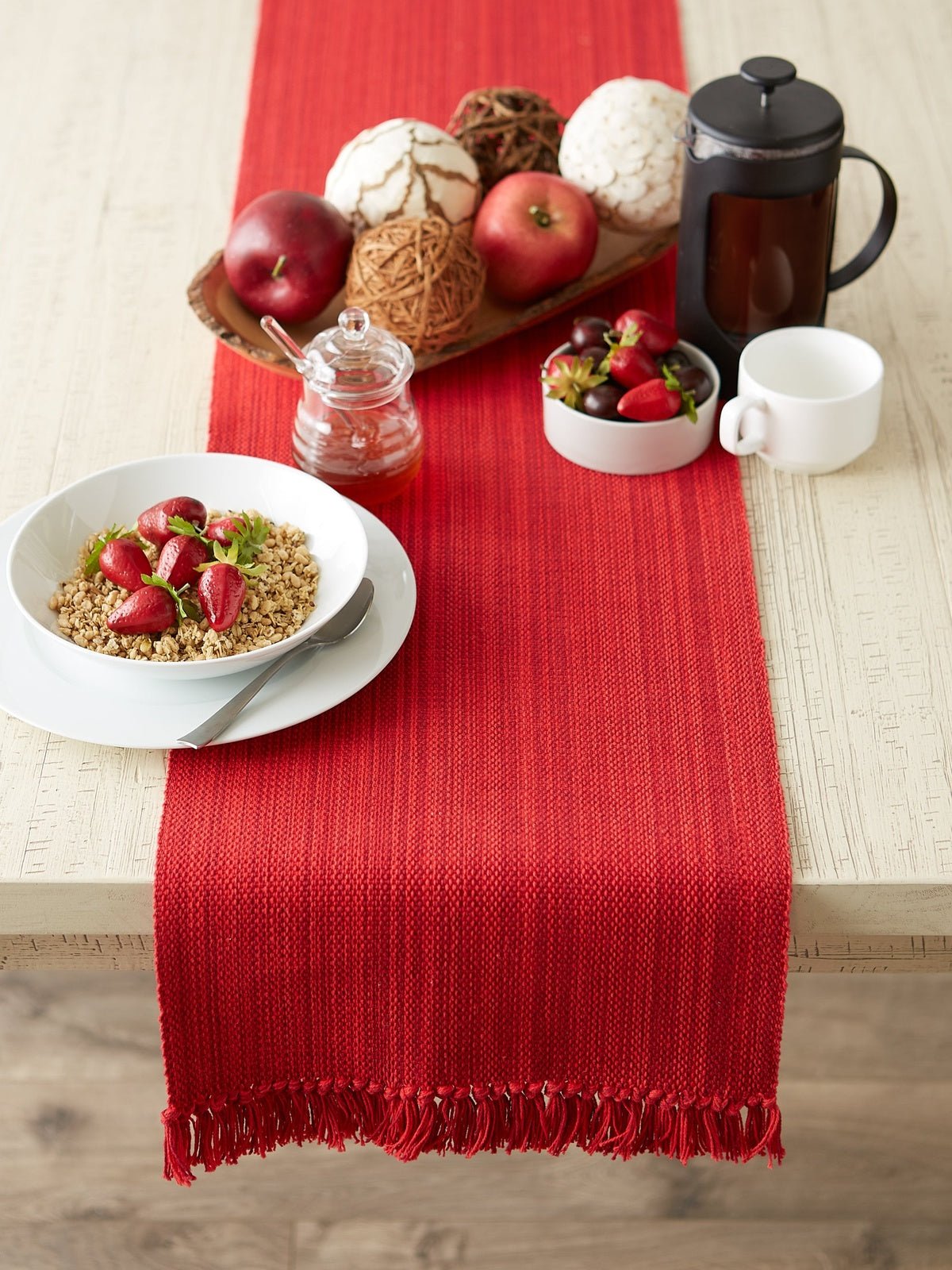 Tango Red Variegated Fringe Table Runner 13x108 - Table Runners
