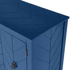 Tatum Navy Blue 3 Door Wood Storage Cabinet with Adjustable Shelf - Storage Cabinets