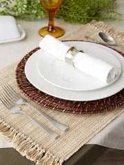 Taupe Variegated Fringe Placemats, Set of 6 - Placemats